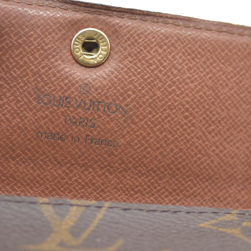 Louis Vuitton Monogram Porte Monnaie Plat Coin Purse Wallet Brown