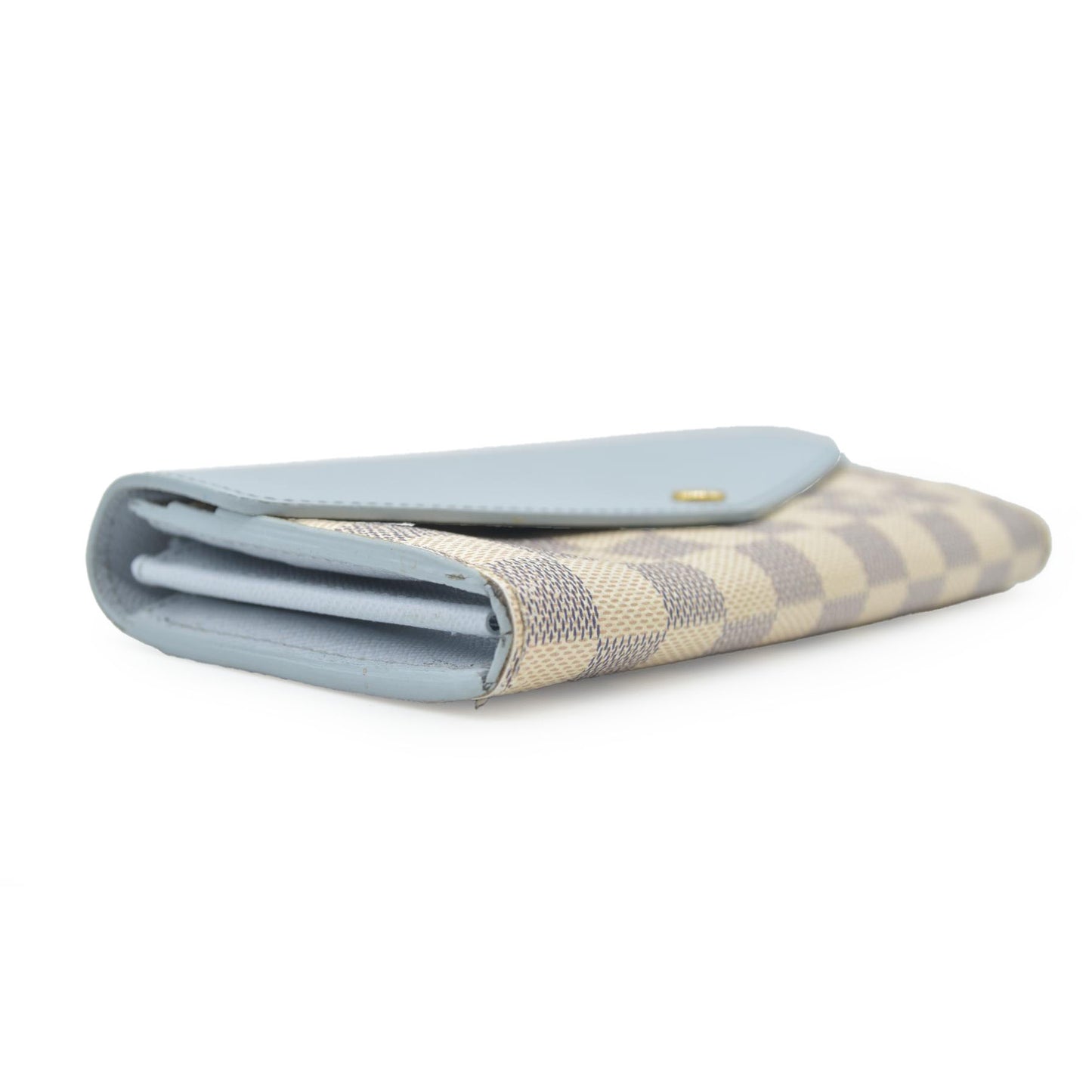 $830 Louis Vuitton Bleu Olympe Damier Azur Canvas Sarah NM3 Wallet