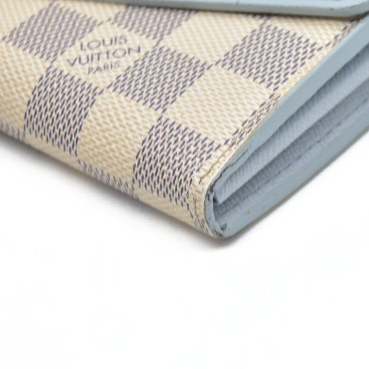 $830 Louis Vuitton Bleu Olympe Damier Azur Canvas Sarah NM3 Wallet