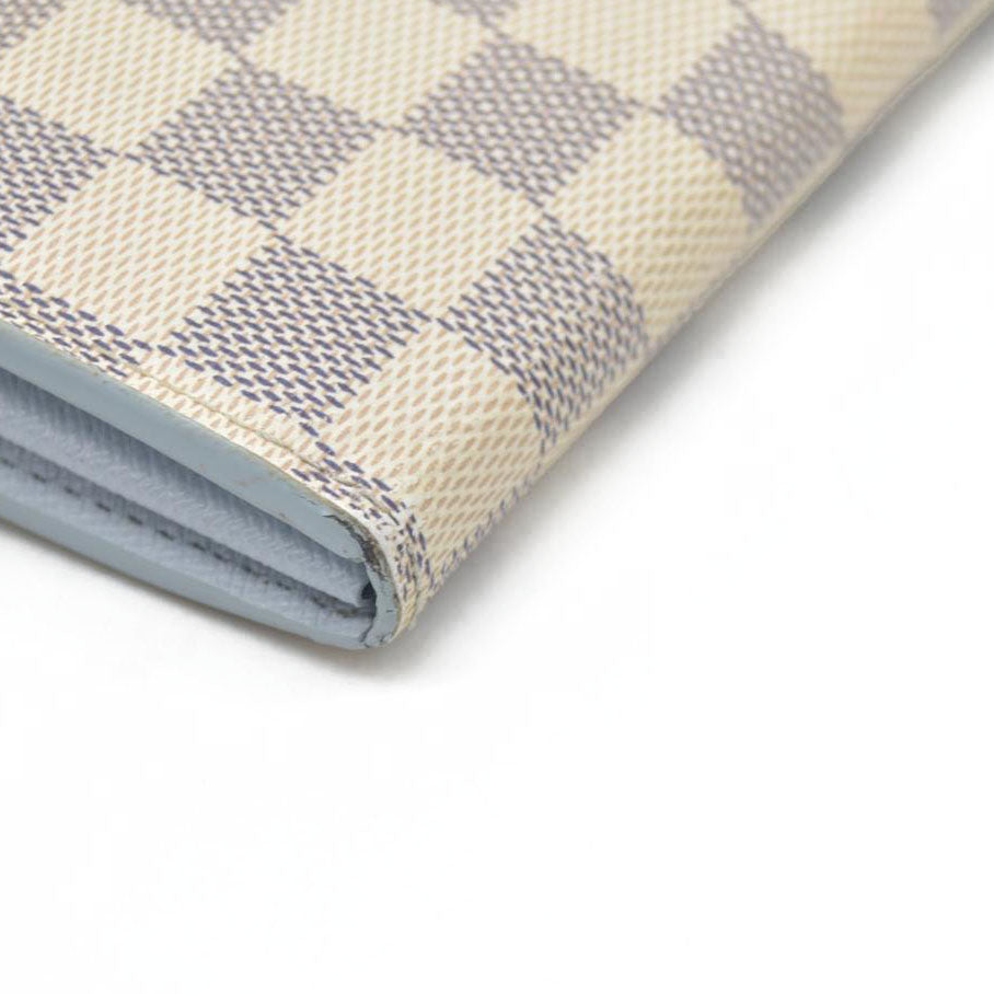 $830 Louis Vuitton Bleu Olympe Damier Azur Canvas Sarah NM3 Wallet