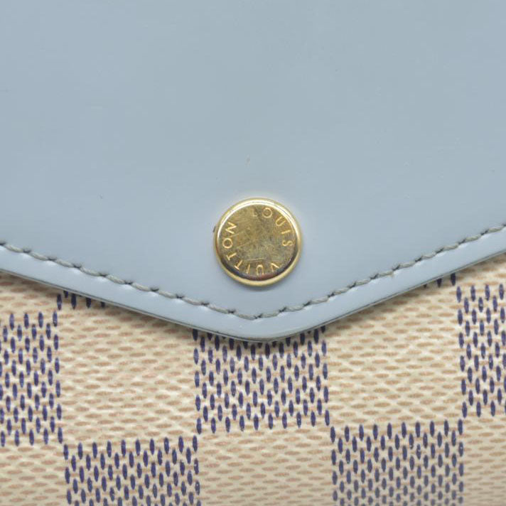 $830 Louis Vuitton Bleu Olympe Damier Azur Canvas Sarah NM3 Wallet