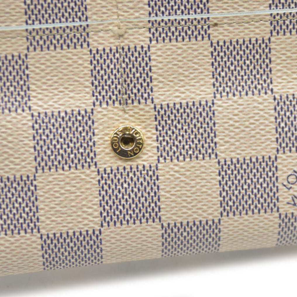 $830 Louis Vuitton Bleu Olympe Damier Azur Canvas Sarah NM3 Wallet