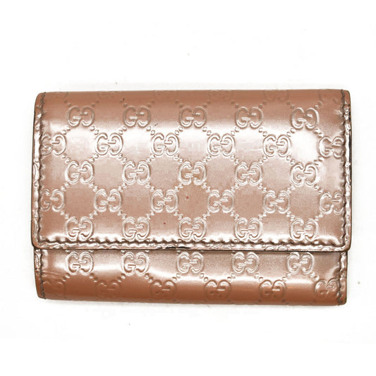 GUCCI Ssima GG Logo Patent Leather 6 Ring Key Case