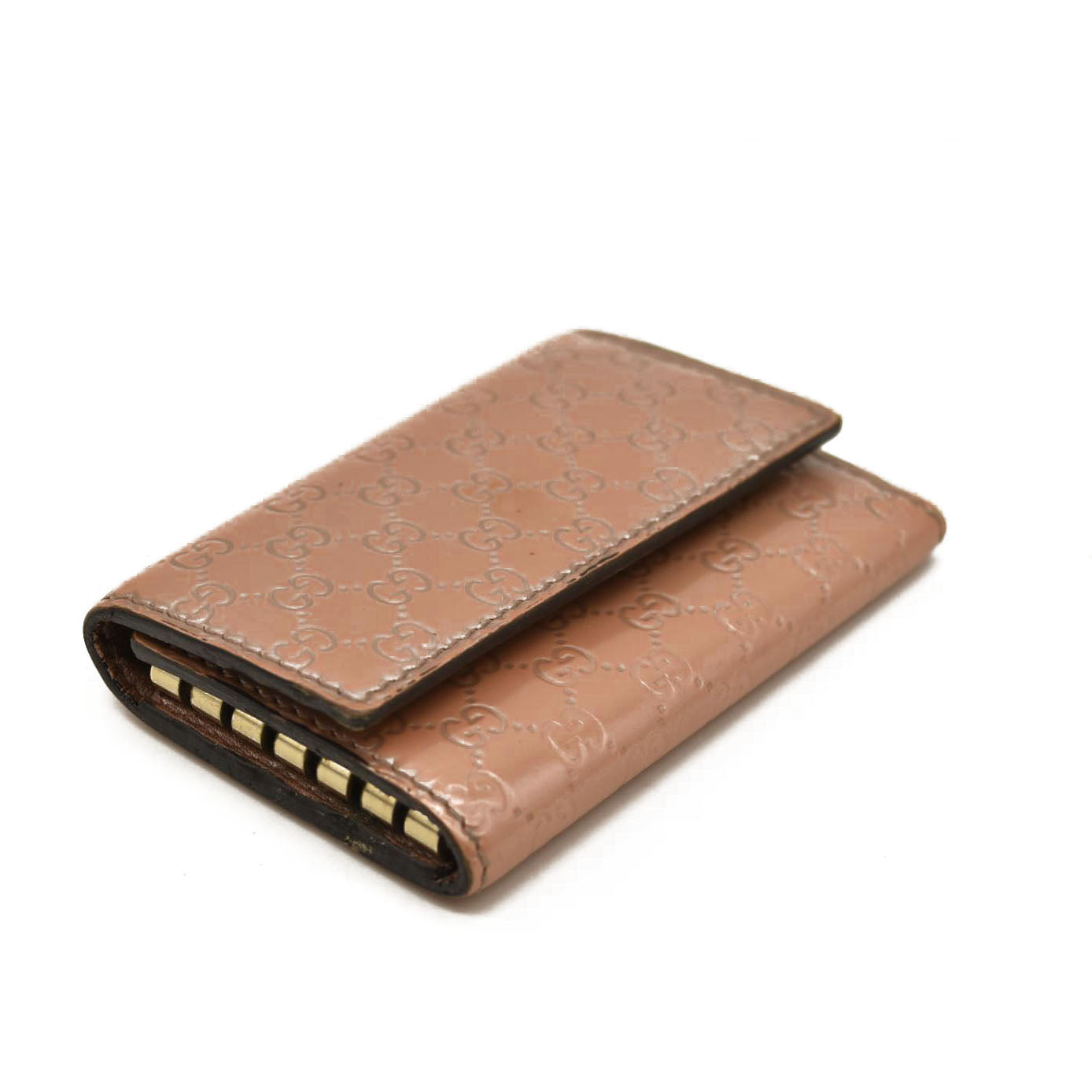 GUCCI Ssima GG Logo Patent Leather 6 Ring Key Case