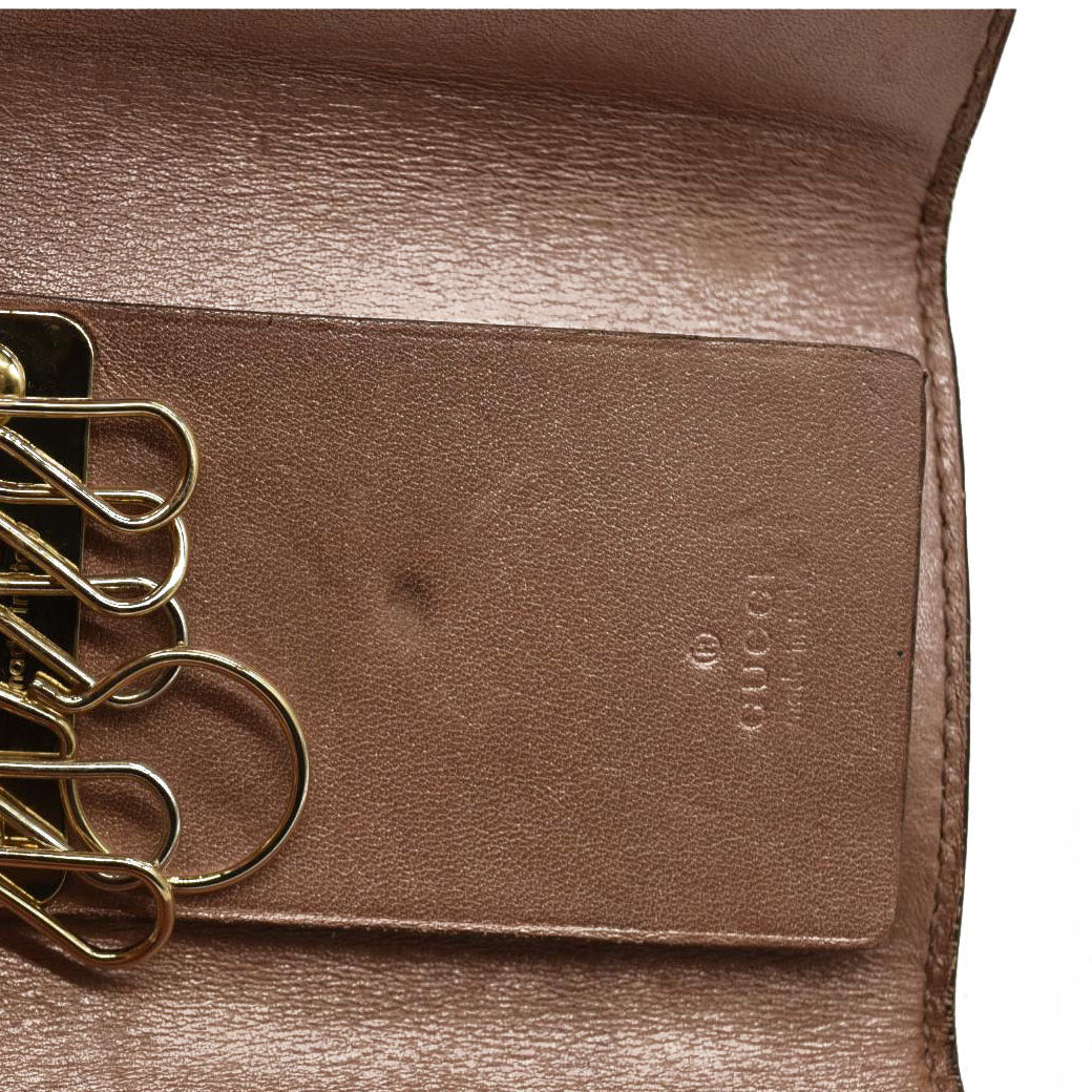 GUCCI Ssima GG Logo Patent Leather 6 Ring Key Case