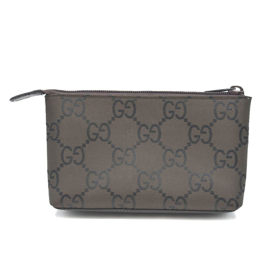 Gucci  Nylon Monogram Cosmetic Pouch Brown