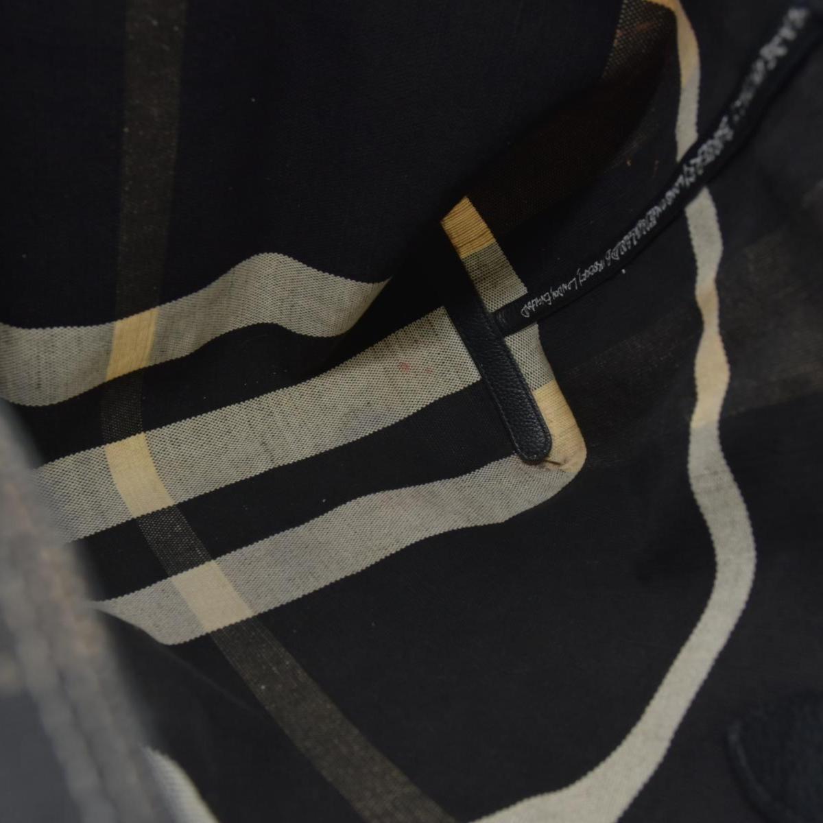 $900 Burberry Coated Canvas Mega Check Medium Doodle Tote Black White