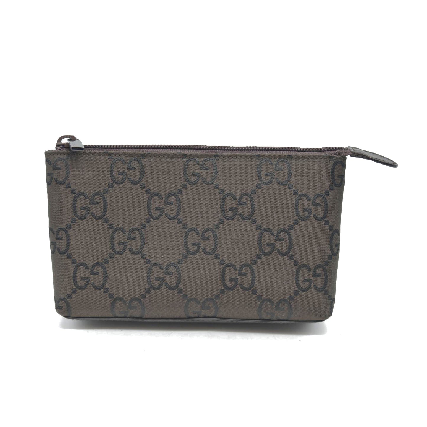 Gucci  Nylon Monogram Cosmetic Pouch Brown