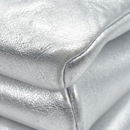 $4800 Louis Vuitton Metallic Lambskin Embossed Monogram Coussin PM Silver