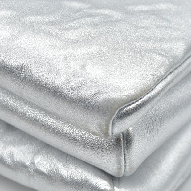 $4800 Louis Vuitton Metallic Lambskin Embossed Monogram Coussin PM Silver