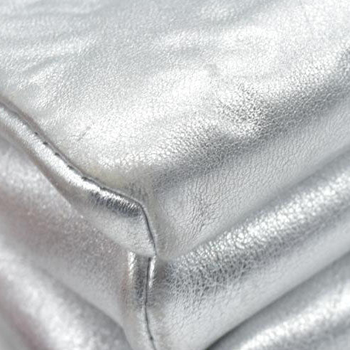 $4800 Louis Vuitton Metallic Lambskin Embossed Monogram Coussin PM Silver