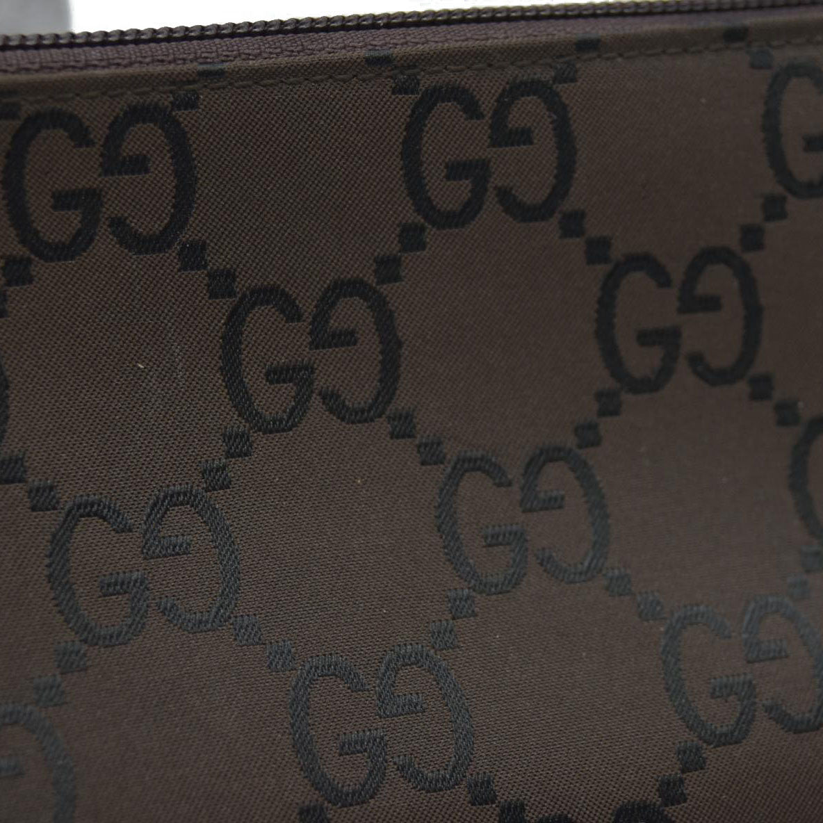 Gucci  Nylon Monogram Cosmetic Pouch Brown