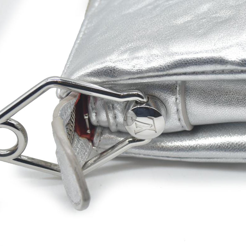 $4800 Louis Vuitton Metallic Lambskin Embossed Monogram Coussin PM Silver