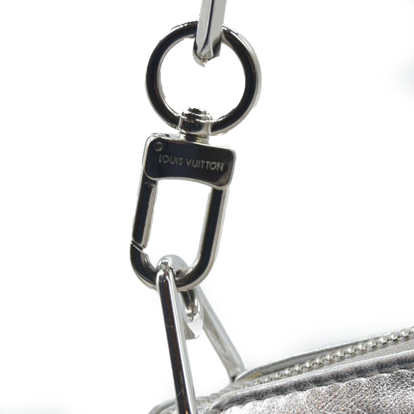 $4800 Louis Vuitton Metallic Lambskin Embossed Monogram Coussin PM Silver