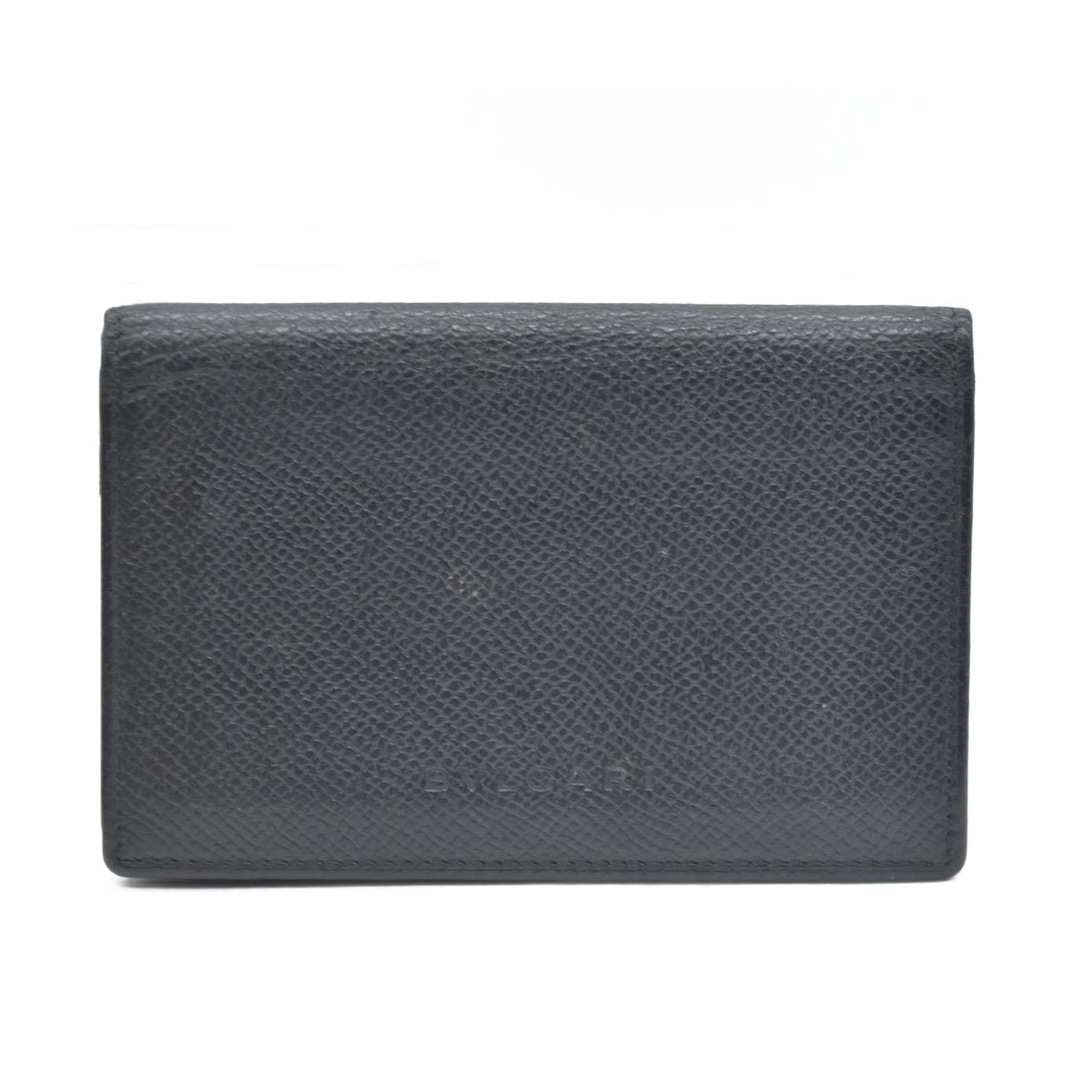 BVLGARI Logo Leather Card Case Black