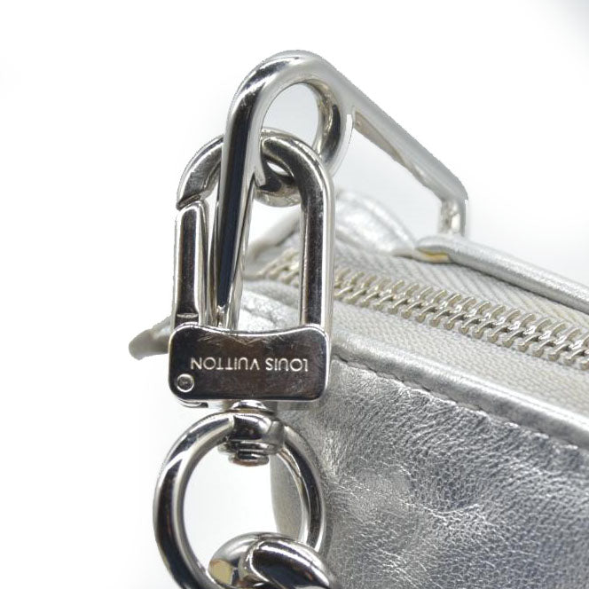 $4800 Louis Vuitton Metallic Lambskin Embossed Monogram Coussin PM Silver