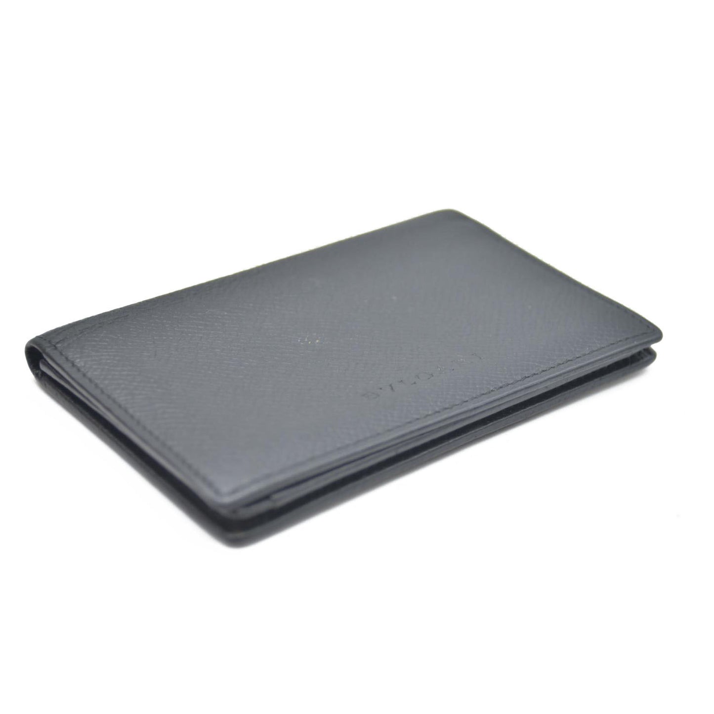 BVLGARI Logo Leather Card Case Black