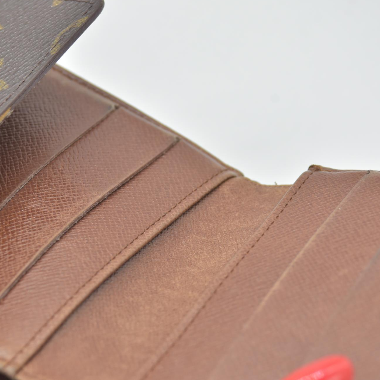 $560 1995 Louis Vuitton Monogram Portefeiulle Elise Trifold Wallet Brown TH0945