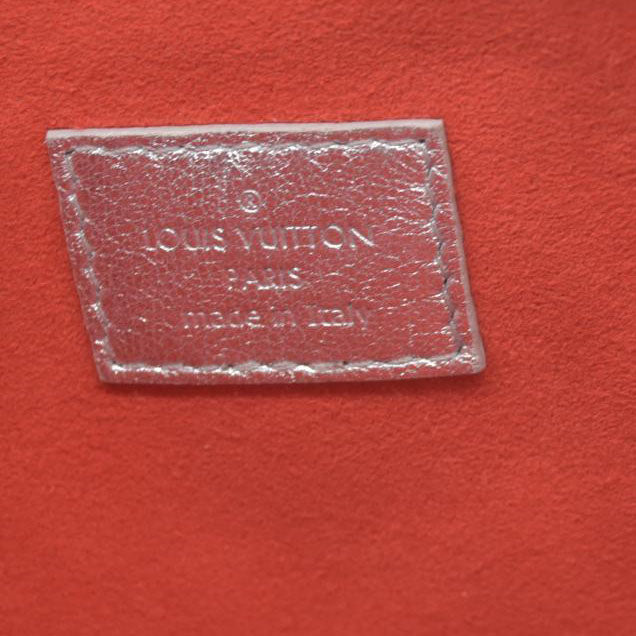 $4800 Louis Vuitton Metallic Lambskin Embossed Monogram Coussin PM Silver