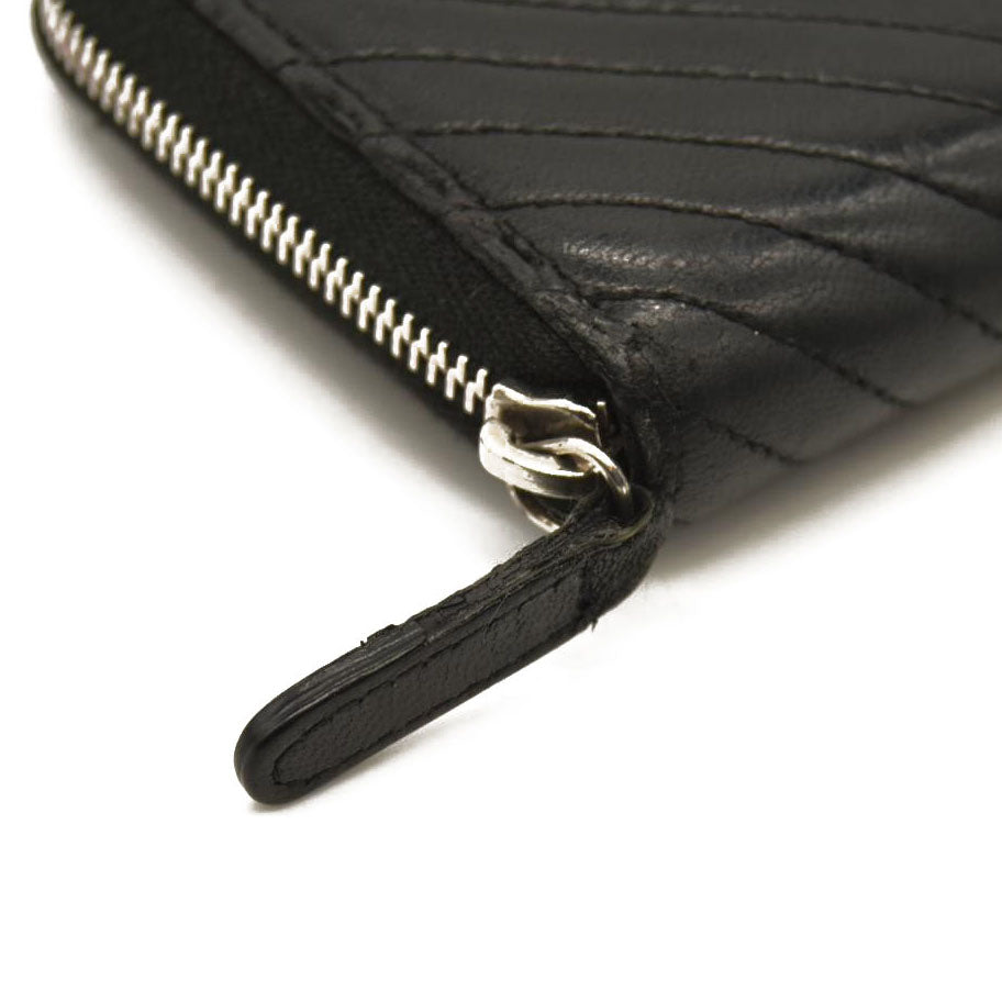 Chanel  Lambskin Chevron Quilted Zip Around Wallet So Black 22437133