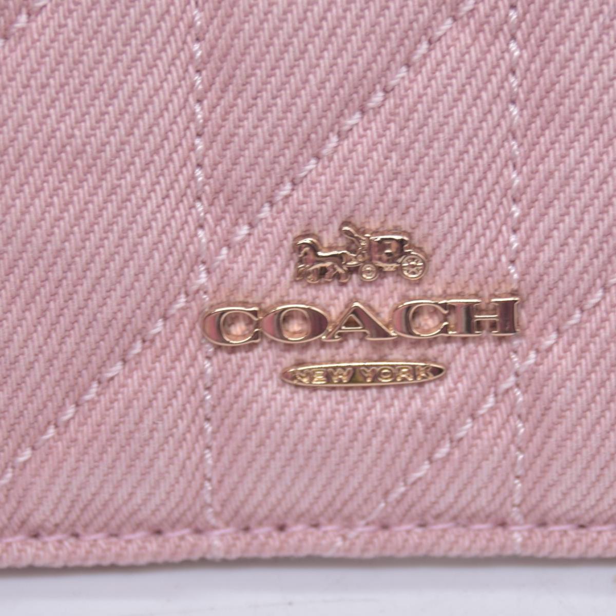 $95 COACH Mini Skinny ID Case In Loved Denim With Quilting And Charm COSIGNMENT 10020958