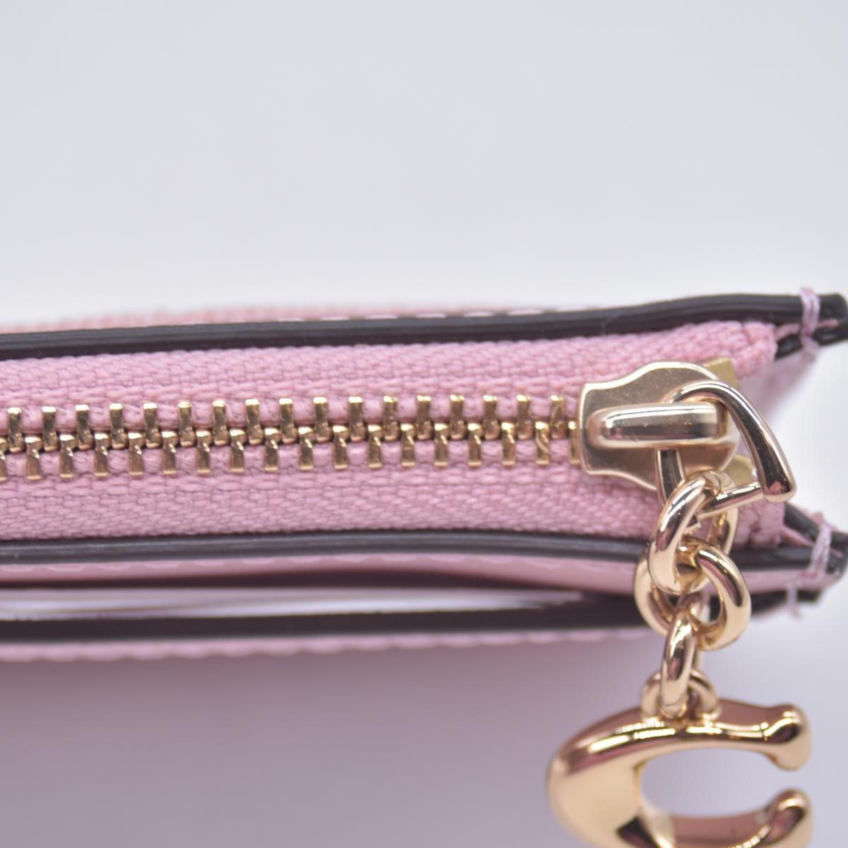 $95 COACH Mini Skinny ID Case In Loved Denim With Quilting And Charm COSIGNMENT 10020958
