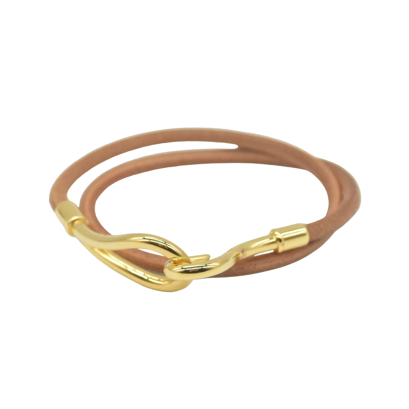 $430 Hermes Leather Jumbo Hook Double Tour Bracelet