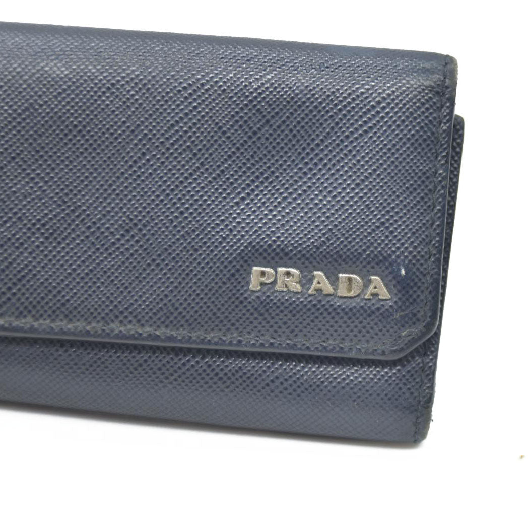 PRADA Logo Saffiano Leather 6 Ring Key Case Navy blue AUCTION $595