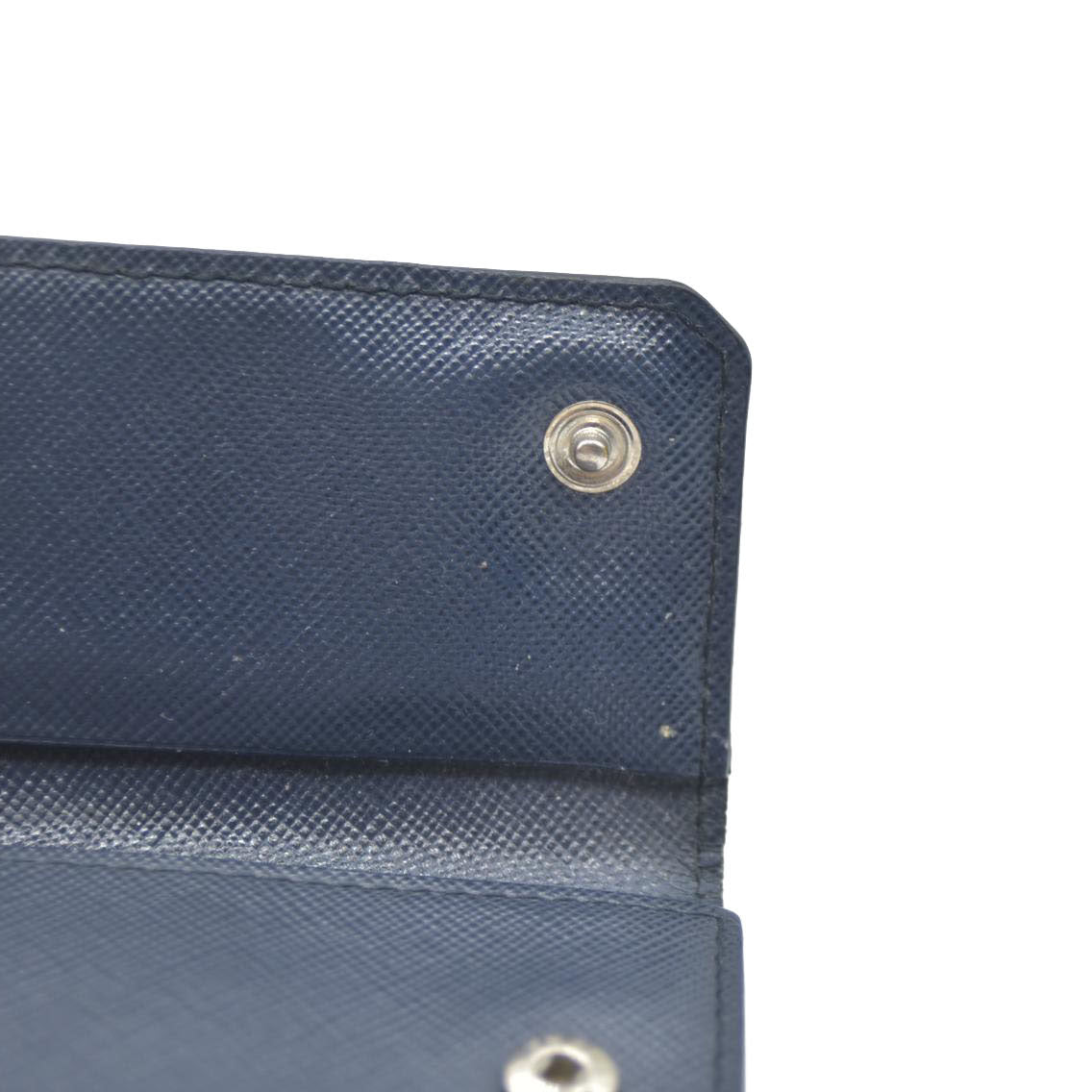 PRADA Logo Saffiano Leather 6 Ring Key Case Navy blue AUCTION $595