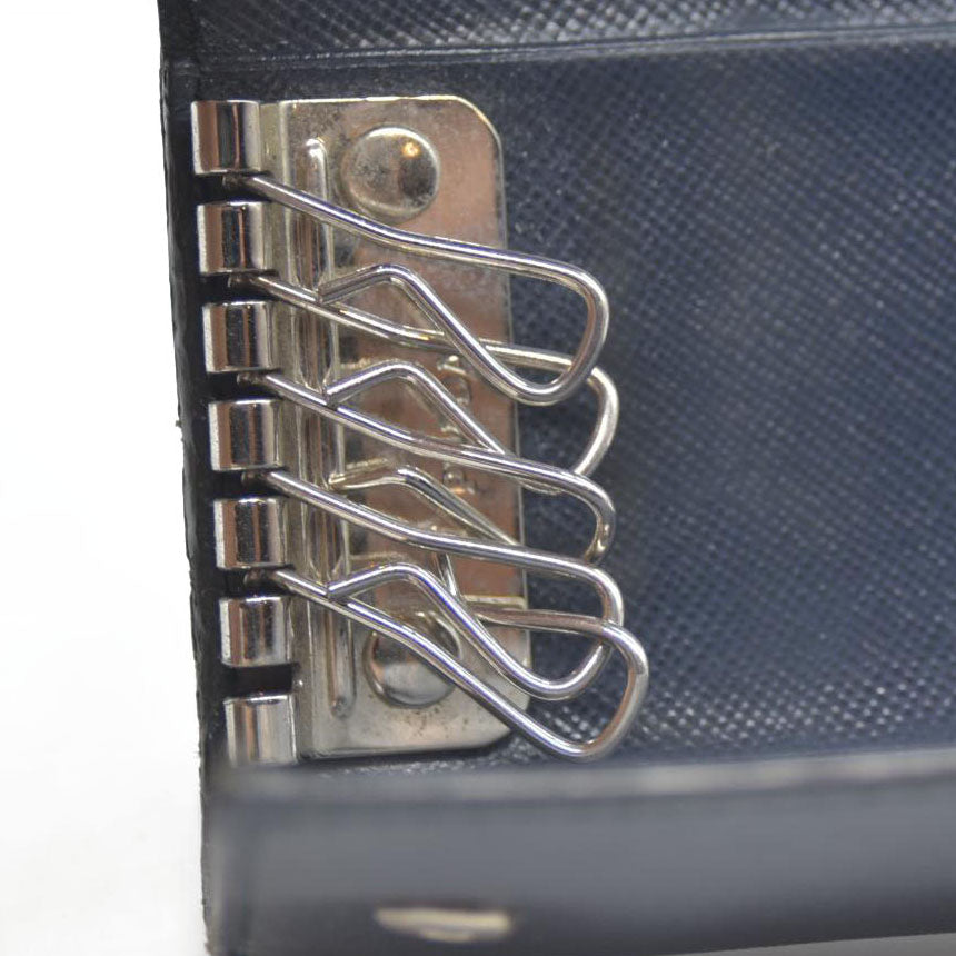 PRADA Logo Saffiano Leather 6 Ring Key Case Navy blue AUCTION $595