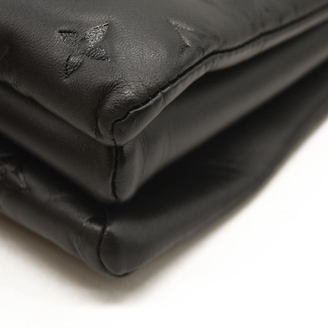 LOUIS VUITTON Lambskin Embossed Monogram Coussin PM Black