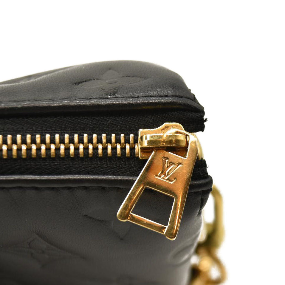 LOUIS VUITTON Lambskin Embossed Monogram Coussin PM Black