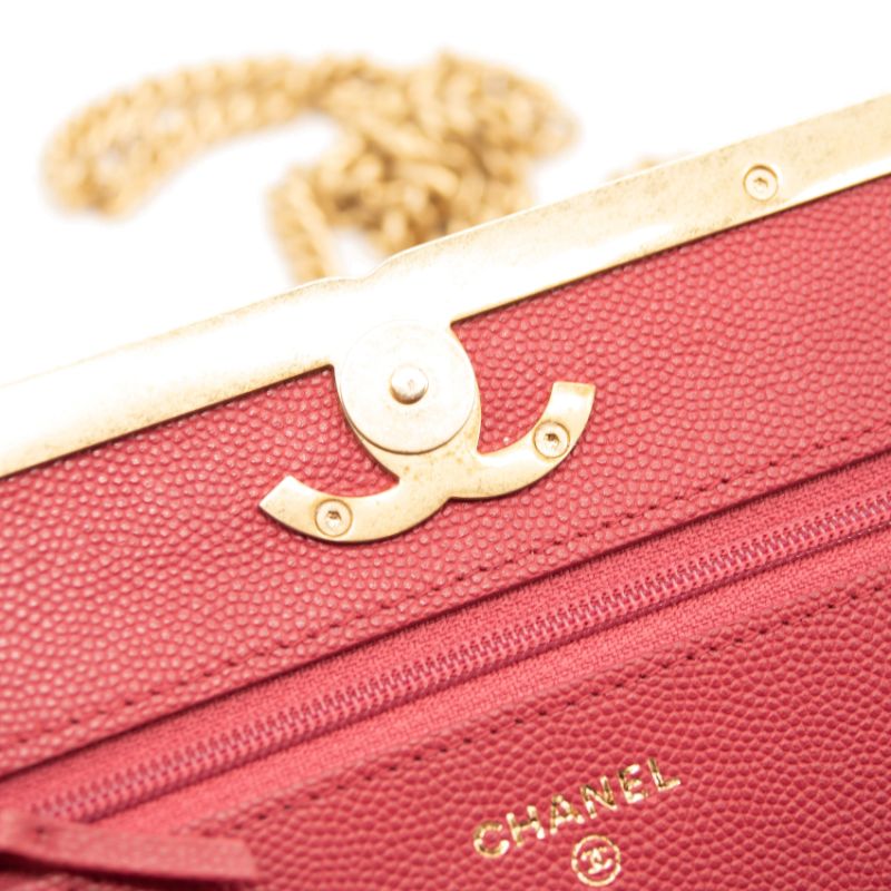 Chanel Grained Calfskin Stitched Small WOC CC Flap Bag Pink