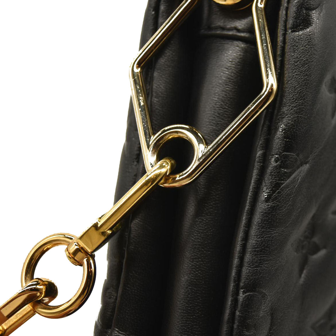 LOUIS VUITTON Lambskin Embossed Monogram Coussin PM Black