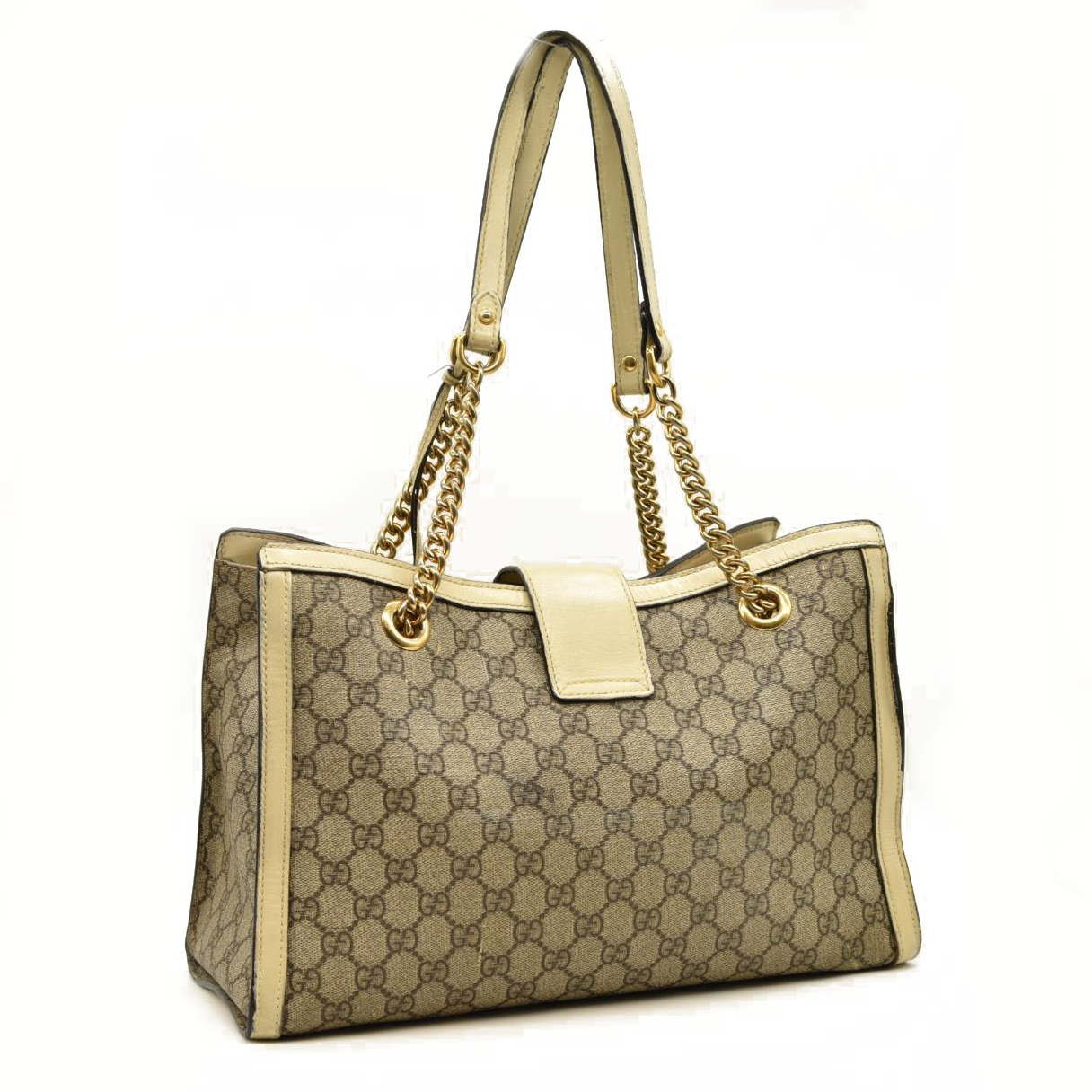 Gucci  GG Supreme Monogram Medium Padlock Tote White