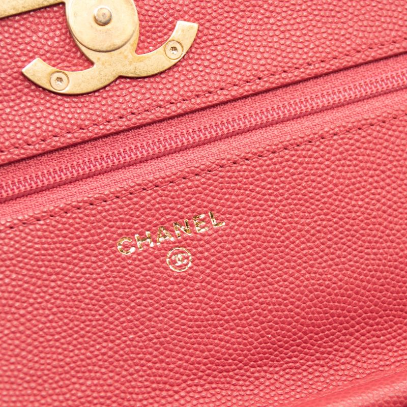 Chanel Grained Calfskin Stitched Small WOC CC Flap Bag Pink