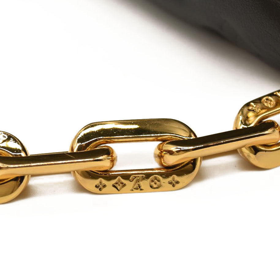 LOUIS VUITTON Lambskin Embossed Monogram Coussin PM Black