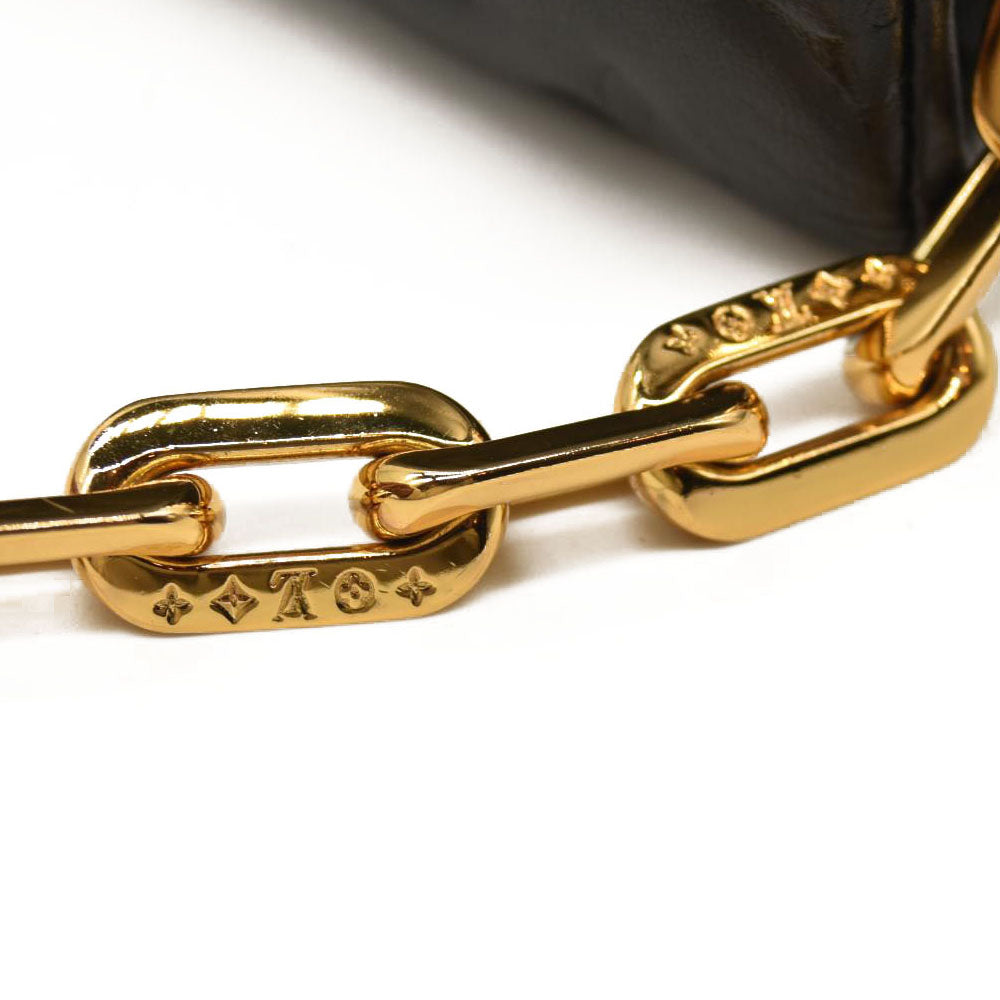 LOUIS VUITTON Lambskin Embossed Monogram Coussin PM Black