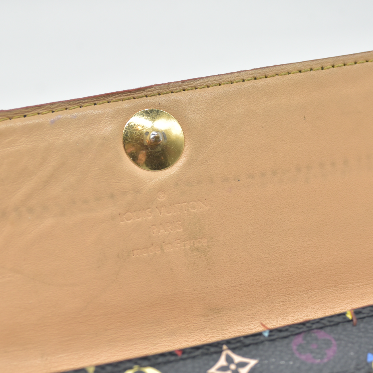 $850 2007 Louis Vuitton Monogram Multicolor Sarah Wallet Black Grenade Wallet TH4017