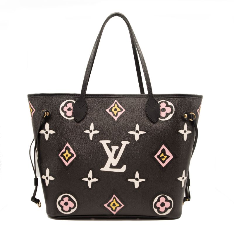 Louis Vuitton Monogram Giant Wild At Heart Neverfull MM Black Tote
