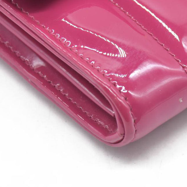 $1750 Saint Laurent Patent Leather Matelasse Monogram Vicky Chain Wallet  Pink