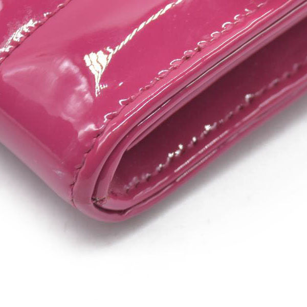 $1750 Saint Laurent Patent Leather Matelasse Monogram Vicky Chain Wallet  Pink