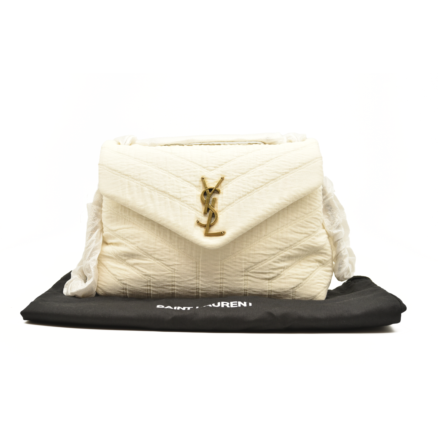 SAINT LAURENT Cotton Quilted Monogram Small Loulou Shoulder Bag YSL