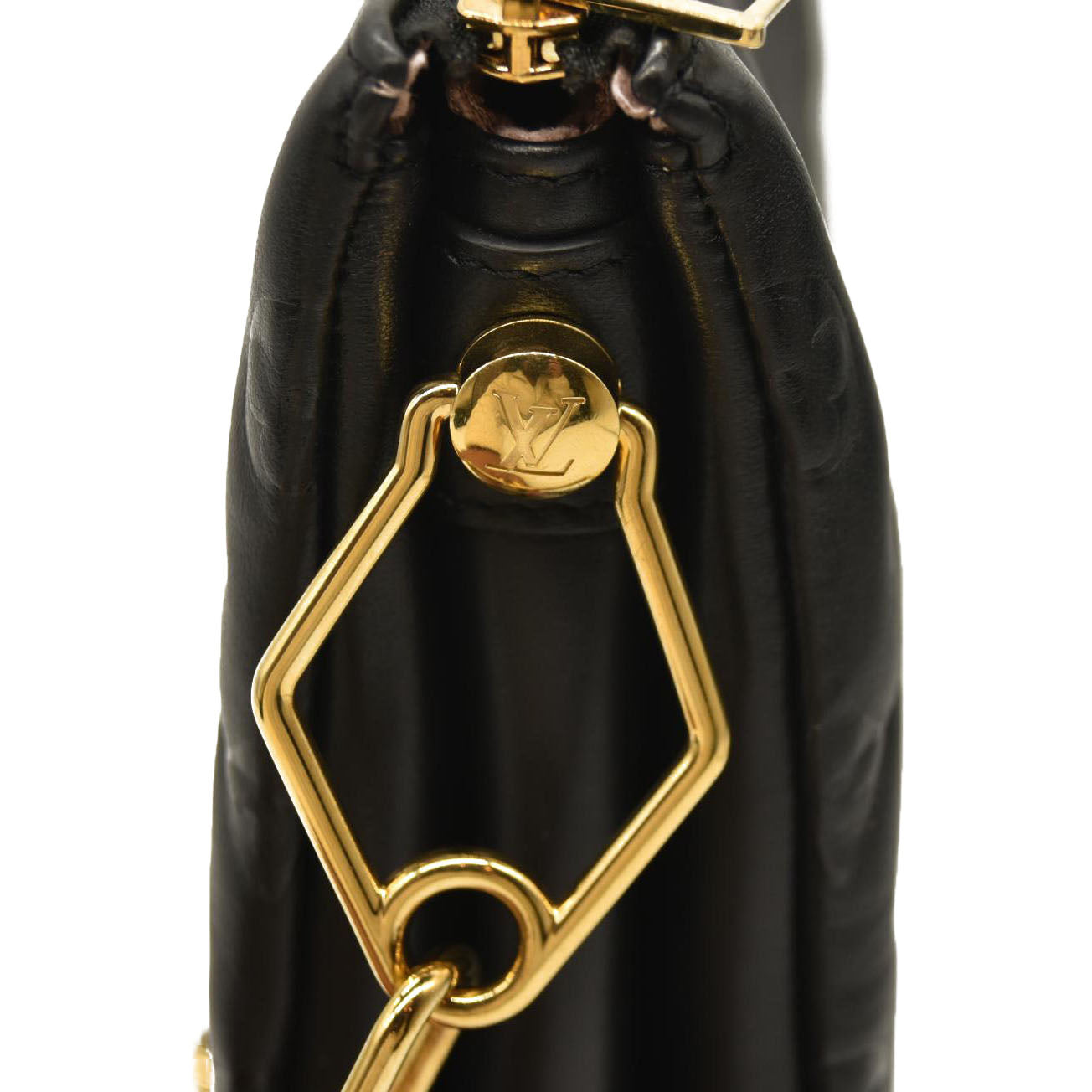 LOUIS VUITTON Lambskin Embossed Monogram Coussin PM Black