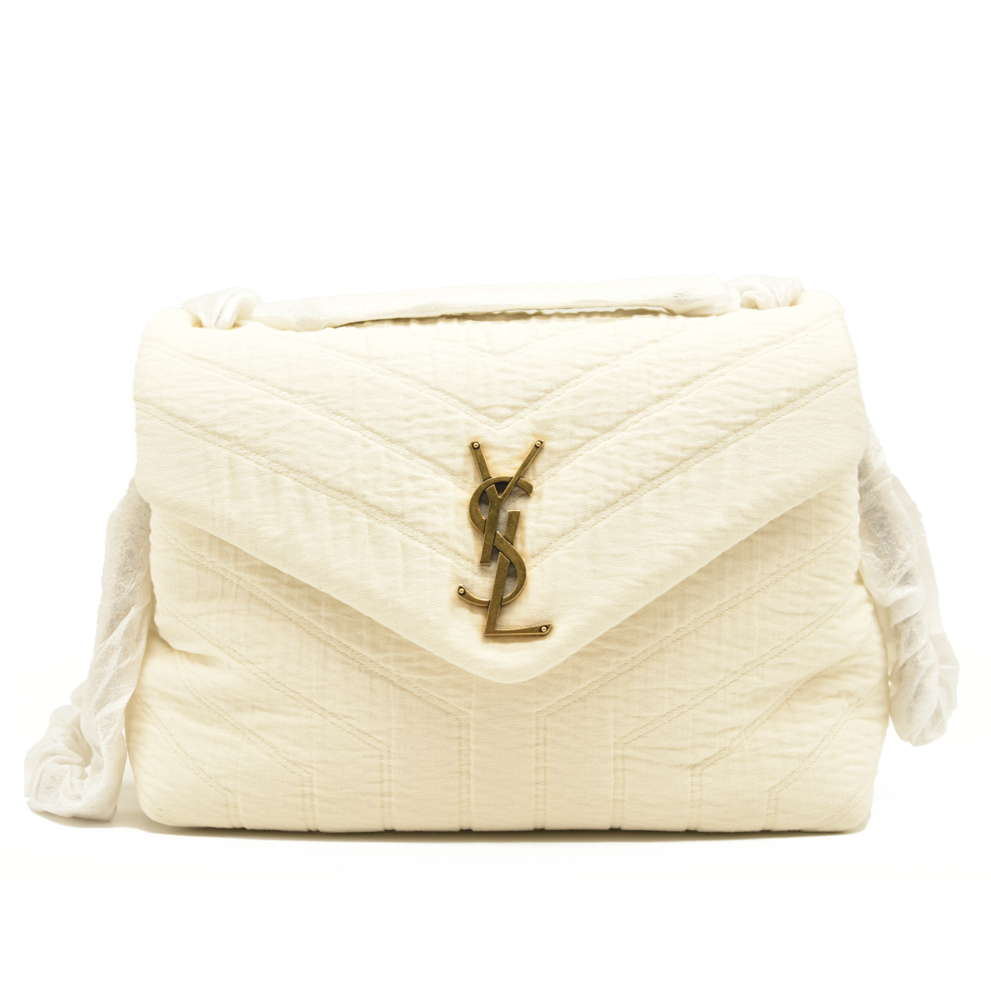 SAINT LAURENT Cotton Quilted Monogram Small Loulou Shoulder Bag YSL