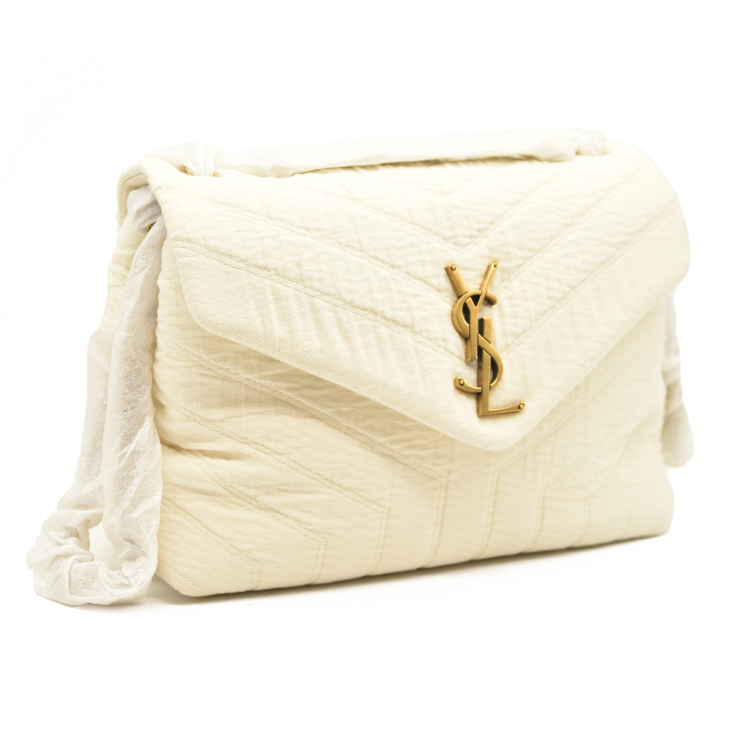 SAINT LAURENT Cotton Quilted Monogram Small Loulou Shoulder Bag YSL