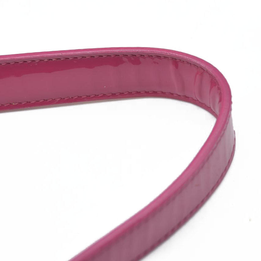 $1750 Saint Laurent Patent Leather Matelasse Monogram Vicky Chain Wallet  Pink