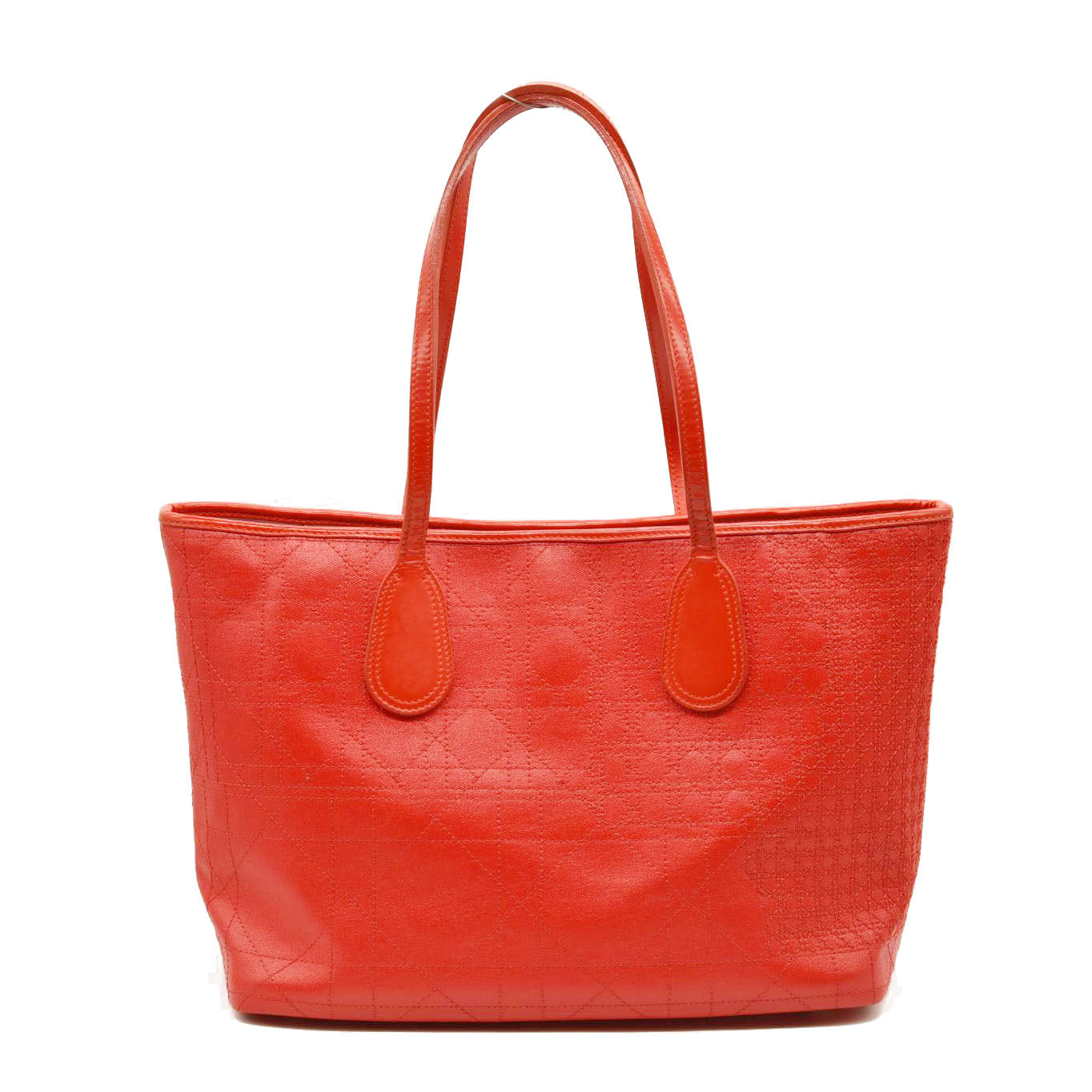 Christian Dior  Coated Canvas Cannage Panarea Shopping Tote Red