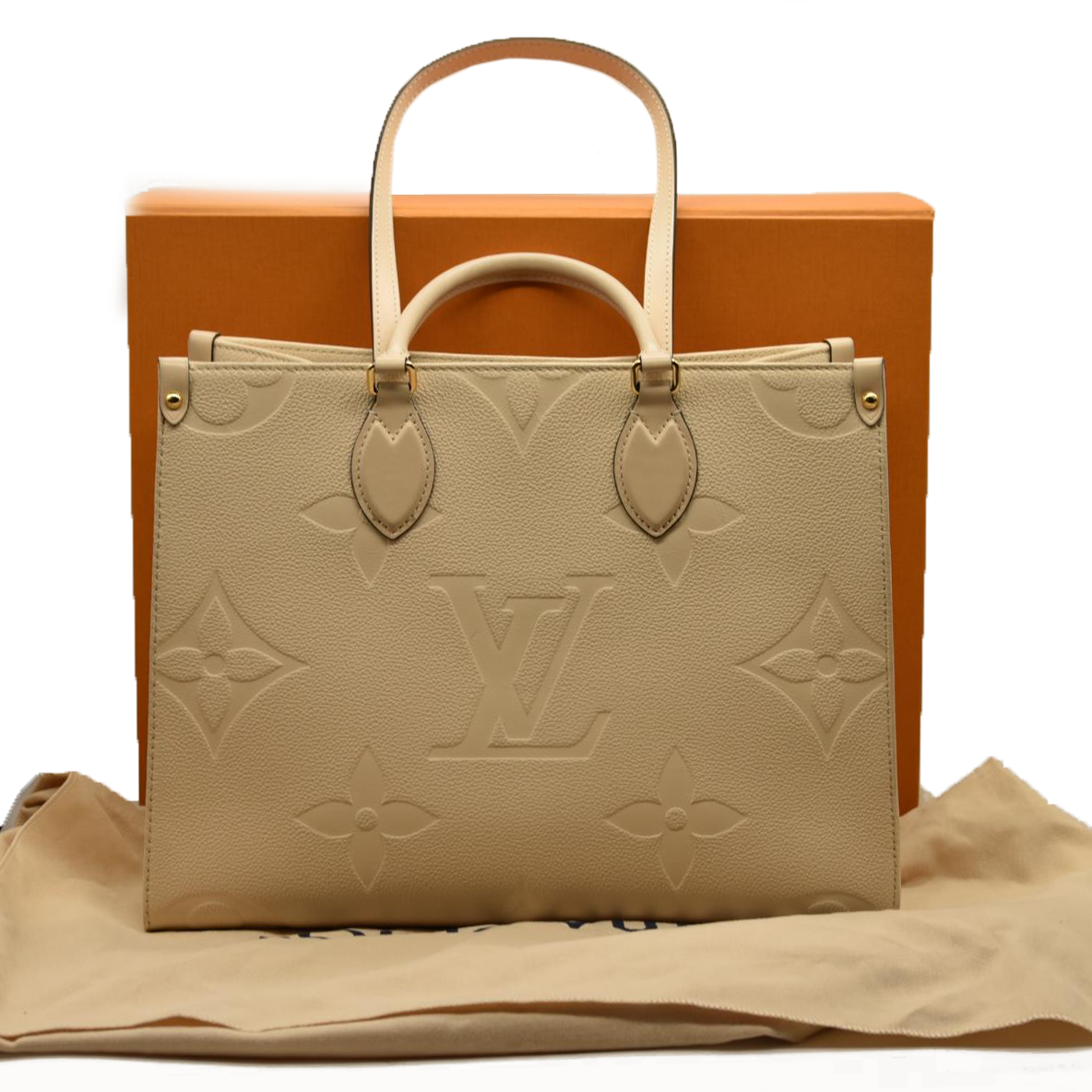 LOUIS VUITTON Empreinte Monogram Giant Onthego MM Creme