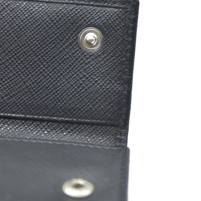 PRADA Logo Plate Saffiano Leather 6 Ring Key Case Black